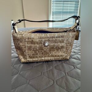 COACH Mini Signature Optic Lurex 40958 Handbag Gold/Silver